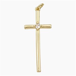 Copper Cross Pendant Pave Zirconia Gold Plated, approx 15-35mm [FD28006]