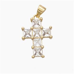 Copper Cross Pendant Pave Zirconia Gold Plated, approx 14-19mm [FD28010]