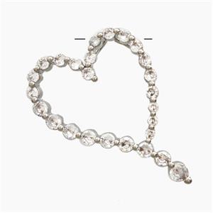 Copper Heart Pendant Pave Zirconia Platinum Plated, approx 25-40mm [FD28017]