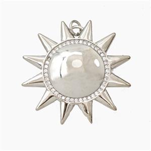 Copper Sun Pendant Pave Zirconia Platinum Plated, approx 35mm [FD28019]