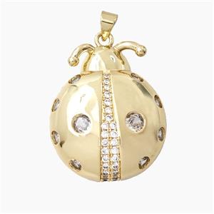 Copper Ladybug Pendant Pave Zirconia Gold Plated, approx 25-30mm [FD28022]