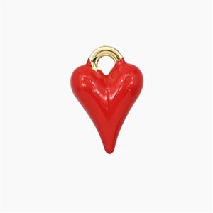 Copper Heart Pendant Red Enamel Gold Plated, approx 10-15mm [FD28024]