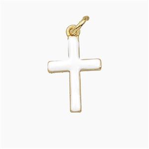 Copper Cross Pendant White Enamel Gold Plated, approx 11.5-16.5mm [FD28025]