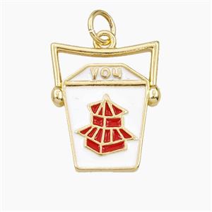 Chinese Togo Box Charms Copper Pendant Enamel Gold Plated, approx 15-18mm [FD28030]