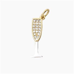 Wine Glass Charms Copper Pendant Pave Zirconia Enamel Cup Gold Plated, approx 5-17.5mm [FD28043]