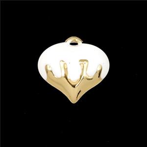 Copper Heart Pendant White Enamel Gold Plated, approx 15mm [FD28047]