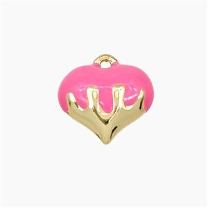 Copper Heart Pendant Pink Enamel Gold Plated, approx 15mm [FD28049]