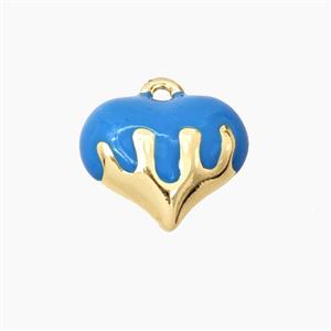 Copper Heart Pendant Blue Enamel Gold Plated, approx 15mm [FD28050]