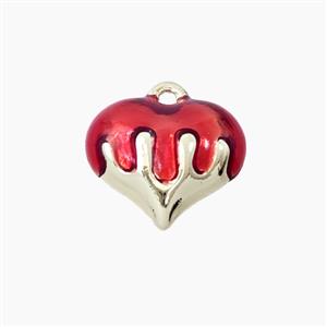 Copper Heart Pendant Red Enamel Gold Plated, approx 15mm [FD28051]