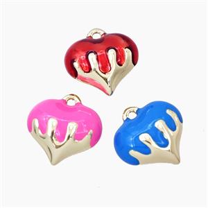 Copper Heart Pendant Enamel Gold Plated Mixed, approx 15mm [FD28052]