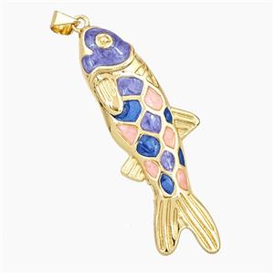 Copper Fish Pendant Enamel Gold Plated, approx 17-47mm [FD28056]