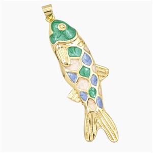 Copper Fish Pendant Enamel Gold Plated, approx 17-47mm [FD28057]