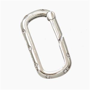 Copper Carabiner Clasp Pave Zirconia Platinum Plated, approx 14-25mm [FD28064]