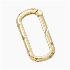 Copper Carabiner Clasp Pave Zirconia Gold Plated, approx 14-25mm [FD28065]