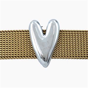 Copper Heart Beads Flat Hole Platinum Plated, approx 10-16mm, 3-11mm hole [FD28068]