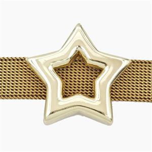 Copper Star Beads Flat Hole Gold Plated, approx 24mm, 4-18mm hole [FD28078]