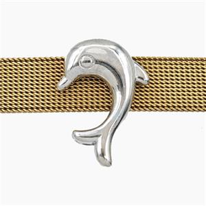 Copper Dolphin Beads Flat Hole Platinum Plated, approx 15-21mm, 3-16mm hole [FD28079]