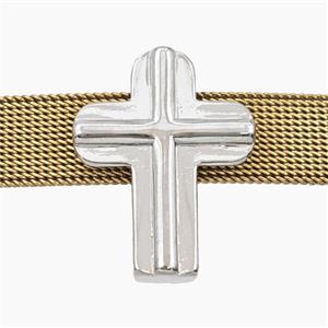 Copper Cross Beads Flat Hole Platinum Plated, approx 19-24mm, 3-16mm hole [FD28081]