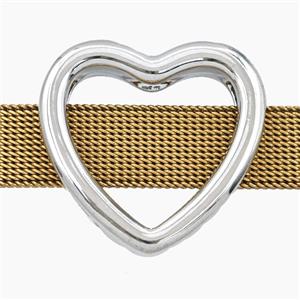 Copper Heart Beads Flat Hole Platinum Plated, approx 27mm, 3-16mm hole [FD28083]