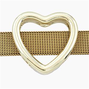 Copper Heart Beads Flat Hole Gold Plated, approx 27mm, 3-16mm hole [FD28084]