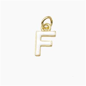 Copper Letter-F Pendant Enamel Gold Plated, approx 8-10mm [FD28092]