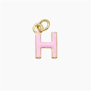 Copper Letter-H Pendant Enamel Gold Plated, approx 8-10mm [FD28094]
