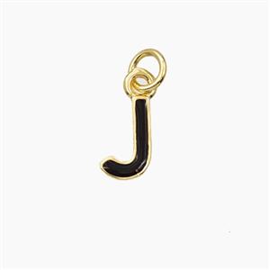 Copper Letter-J Pendant Enamel Gold Plated, approx 8-10mm [FD28096]