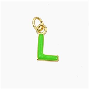 Copper Letter-L Pendant Enamel Gold Plated, approx 8-10mm [FD28098]