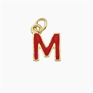 Copper Letter-M Pendant Enamel Gold Plated, approx 8-10mm [FD28099]