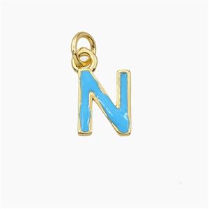 Copper Letter-N Pendant Enamel Gold Plated, approx 8-10mm [FD28100]