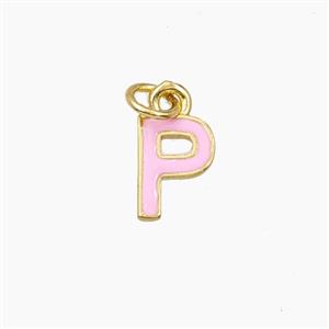 Copper Letter-P Pendant Enamel Gold Plated, approx 8-10mm [FD28102]