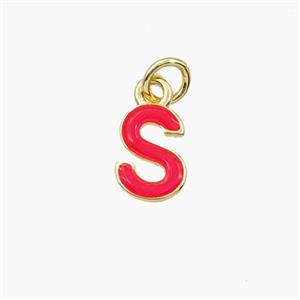 Copper Letter-S Pendant Enamel Gold Plated, approx 8-10mm [FD28105]