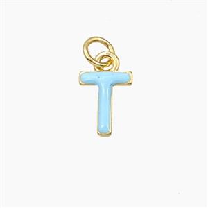 Copper Letter-T Pendant Enamel Gold Plated, approx 8-10mm [FD28106]
