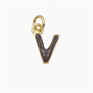 Copper Letter-V Pendant Enamel Gold Plated, approx 8-10mm [FD28108]