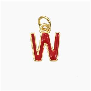Copper Letter-W Pendant Enamel Gold Plated, approx 8-10mm [FD28109]