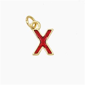 Copper Letter-X Pendant Enamel Gold Plated, approx 8-10mm [FD28110]