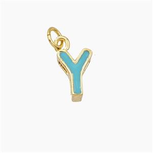 Copper Letter-Y Pendant Enamel Gold Plated, approx 8-10mm [FD28111]