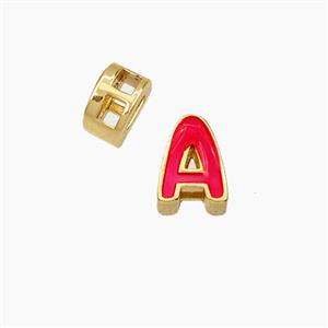 Copper Letter-A Beads Enamel 2Holes Gold Plated, approx 5-8mm, 3mm hole [FD28114]