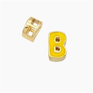 Copper Letter-B Beads Enamel 2Holes Gold Plated, approx 5-8mm, 3mm hole [FD28115]
