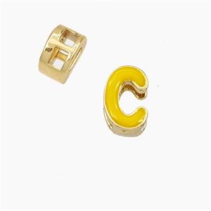 Copper Letter-C Beads Enamel 2Holes Gold Plated, approx 5-8mm, 3mm hole [FD28116]