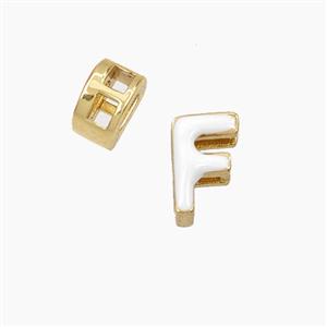 Copper Letter-F Beads Enamel 2Holes Gold Plated, approx 5-8mm, 3mm hole [FD28119]