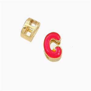 Copper Letter-G Beads Enamel 2Holes Gold Plated, approx 5-8mm, 3mm hole [FD28120]