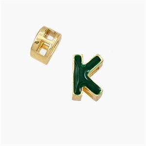 Copper Letter-K Beads Enamel 2Holes Gold Plated, approx 5-8mm, 3mm hole [FD28124]