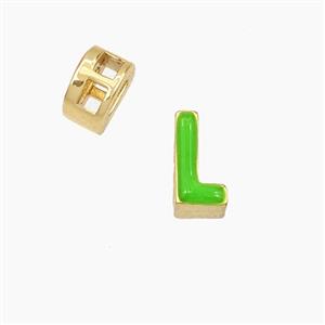 Copper Letter-L Beads Enamel 2Holes Gold Plated, approx 5-8mm, 3mm hole [FD28125]