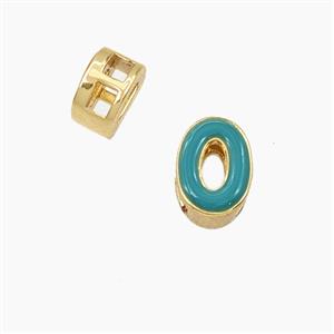 Copper Letter-O Beads Enamel 2Holes Gold Plated, approx 5-8mm, 3mm hole [FD28128]