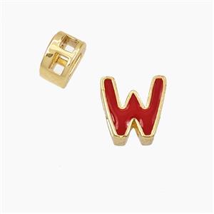 Copper Letter-W Beads Enamel 2Holes Gold Plated, approx 5-8mm, 3mm hole [FD28136]