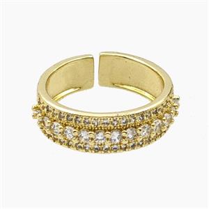 Copper Rings Pave Zirconia Gold Plated, approx 6mm, 18mm dia [FD28142]