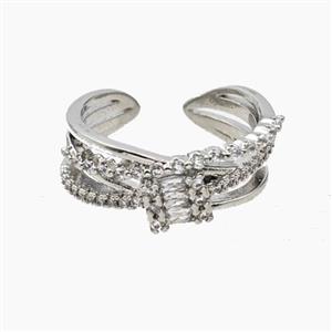 Copper Rings Pave Zirconia Platinum Plated, approx 8mm, 18mm dia [FD28148]