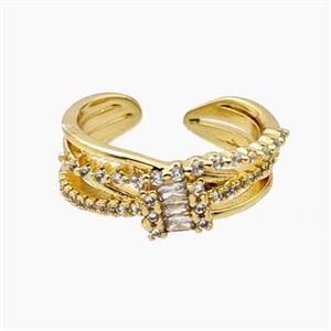 Copper Rings Pave Zirconia Gold Plated, approx 8mm, 18mm dia [FD28149]