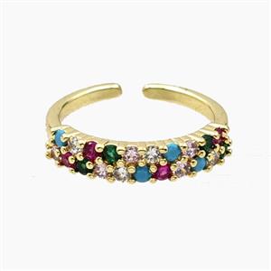 Copper Rings Pave Zirconia Gold Plated, approx 4mm, 18mm dia [FD28153]